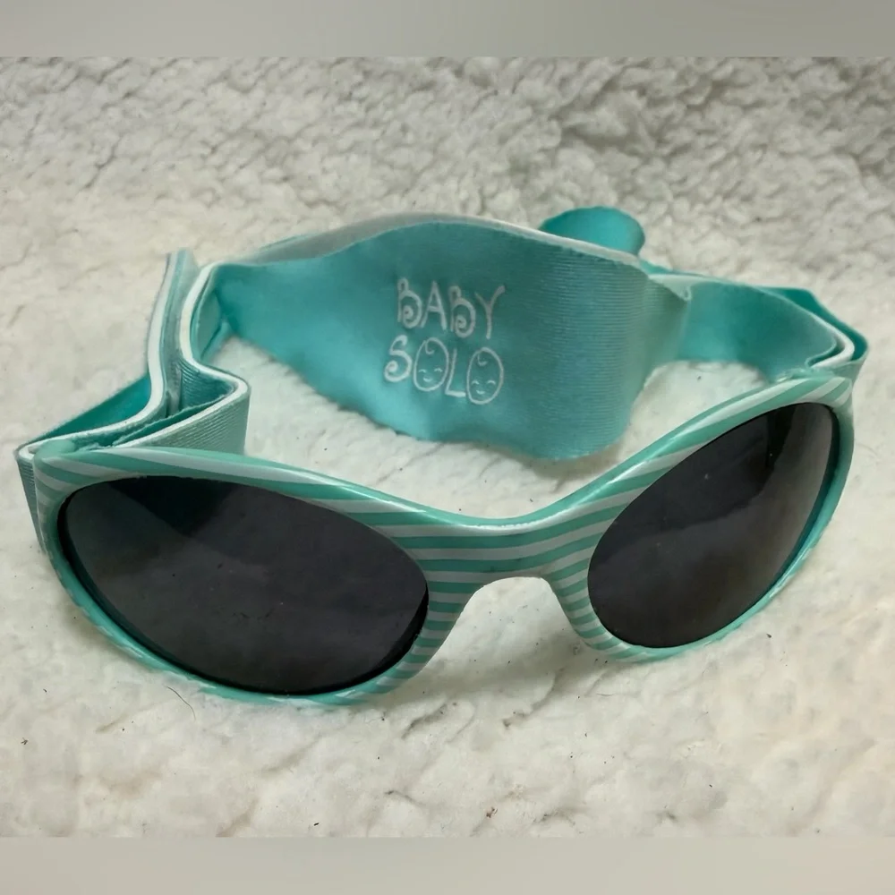 Baby Solo Original Baby Sunglasses, Aqua Frame W/ Black Lens Adj. Neoprene Strap